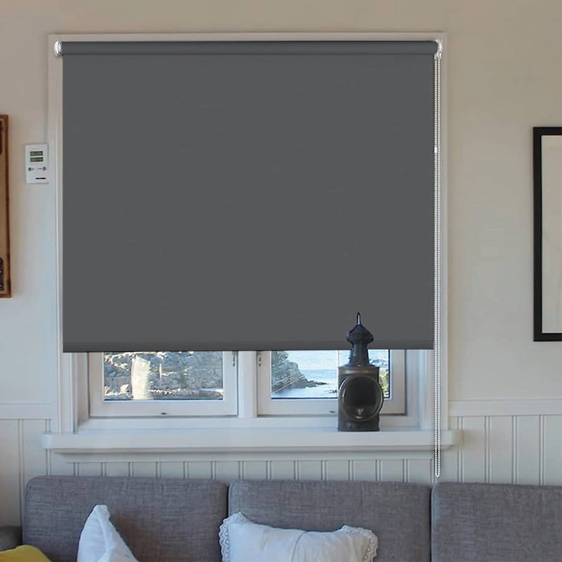 Thermal Blackout Roller Blind - Trimmable Cut to Size - Heavy Duty Metal Tube, Grey, 165 cm L x 90 cm W