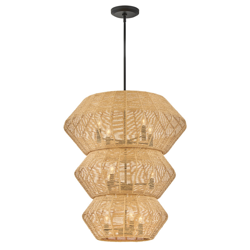 Luca Ten-Light Woven Three-Tier Chandelier by Lisa McDennon, Burnished Gold