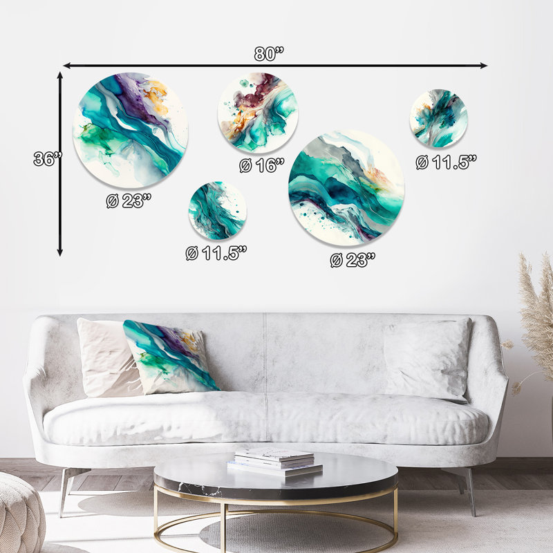 Ensemble de 5 décorations murales Tropical Turquoise Joyfulness III