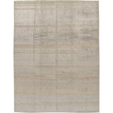 Organic Hand Knotted Checkered Area Rug in Brown
