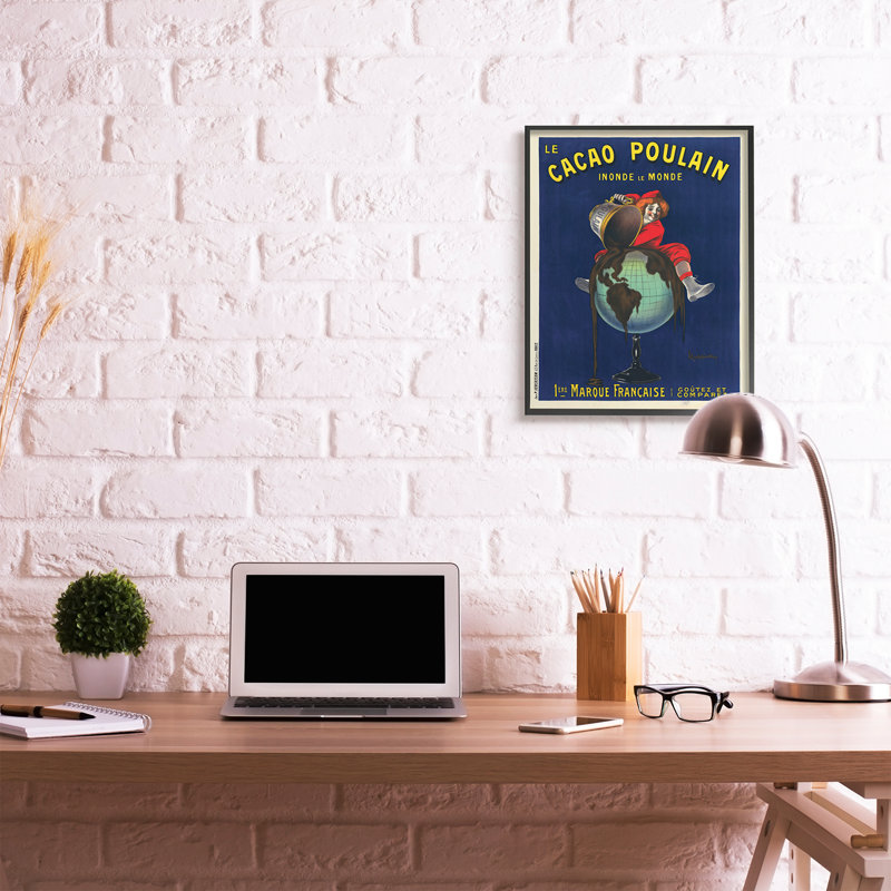Publicité rétro de chocolat cacao rétro, dessert parisien, Giclée encadrée noir minuit, H 30 po x l 24 po