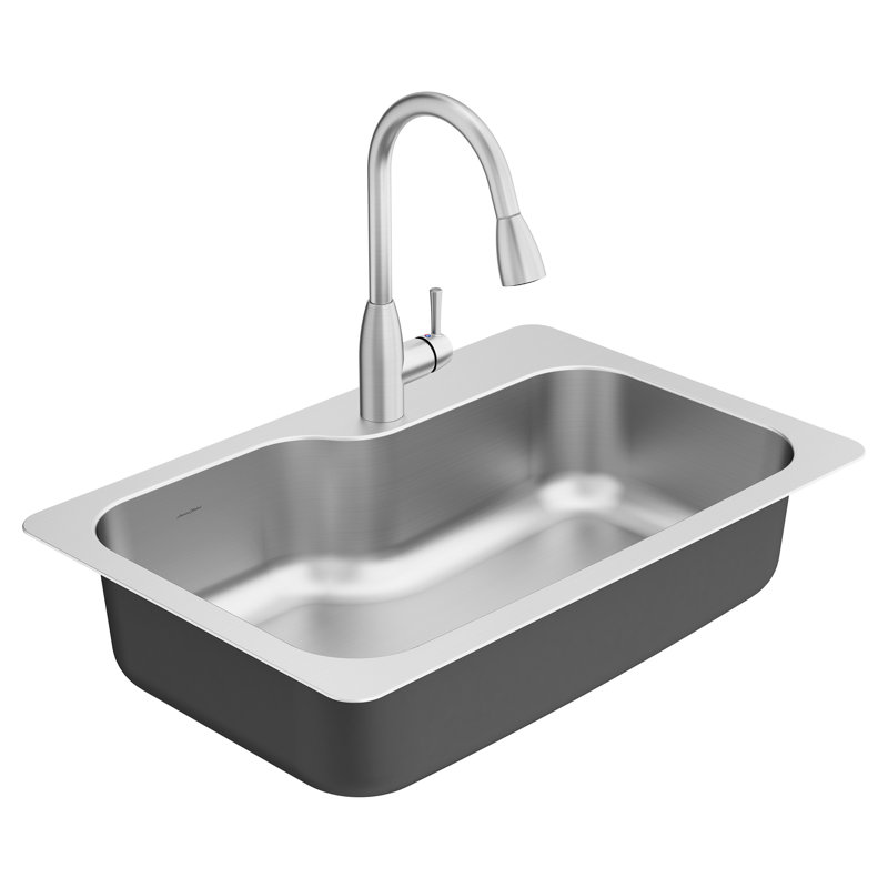 Évier de cuisine 1 trou à montage simple avec robinet rétractable 33 po x 22 po Fairacres