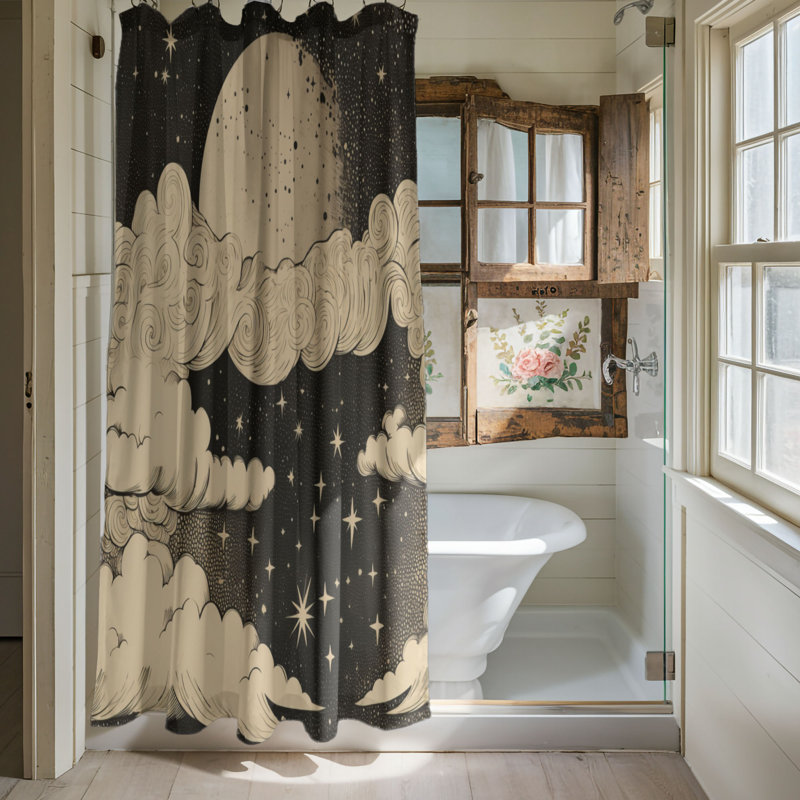 Brattle Abstract Shower Curtain, 74"H x 71"W