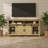 This U-Shaped Sideboard Features Sliding Barn Doors And A Mesh Panel, Creating A Farmhouse-Style Open Storage Solution Suitable For Living Rooms, Hallways, Balconies, Kitchens, And Offices.-789938530