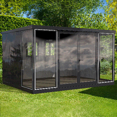 Salle de jardin en verre avec portes doubles 13 pi x 10 pi DuraMax