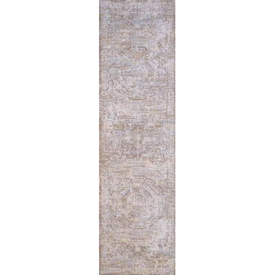 Mona Power Loom Polyester Geometric Area Rug in Cream/Taupe