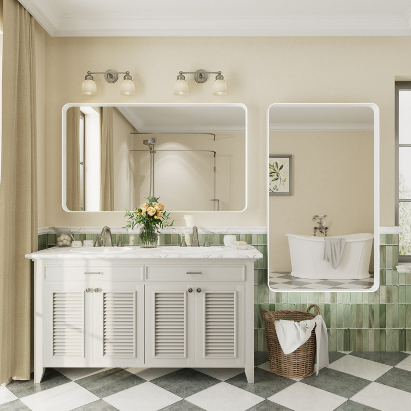 Miroir mural Aevar, 51 po x 30 po, Blanc mat