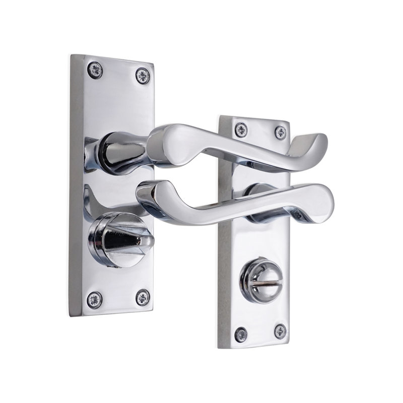 Victorian Scroll Privacy Lever Handle 115mm Polished Chrome
