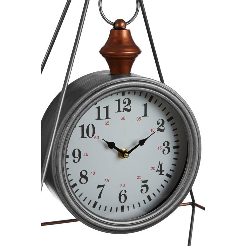 Analogue Metal Mechanical Tabletop Clock in Silver