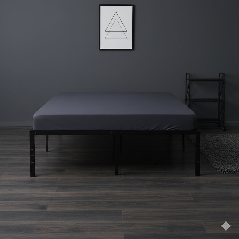 Black Full-Size Heavy-Duty Metal Bed Frame, Quick And Easy Assembly, Silent Operation