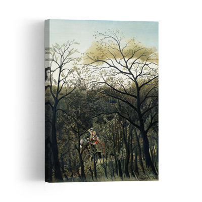 Rendezvous In The Forest Romantic Abstract Contemporary Horse Forest Landscape Wall Art Print 1 Piece Wrapped Canvas Wall Art