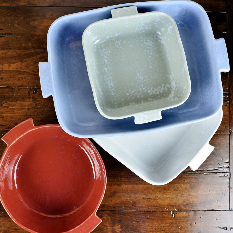 Blue Ceramic Rectangular Baker Dish with Handles