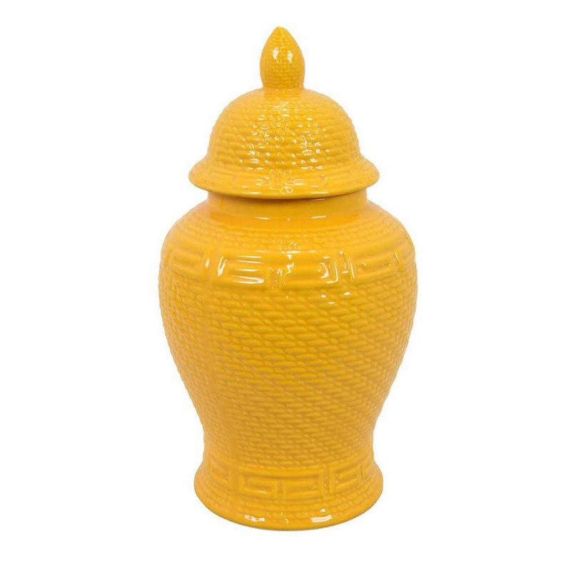 Garri Ceramic / Porcelain Ginger Jar, Yellow, 18'' H x 10'' W x 10'' D