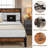 Platform Bed Frame with Upholstered Adjustable Headboard, No Box Spring Needed-950827885