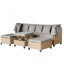 Ensemble 4 pièces de canapé de patio en résine tressée résistant aux rayons UV avec auvent rétractable, coussins et table élévatrice-1346902579