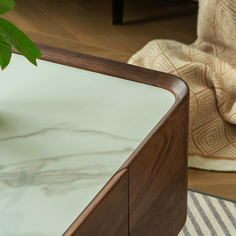 Black walnut rock table, 15" H x 47.2" L x 47.2" W