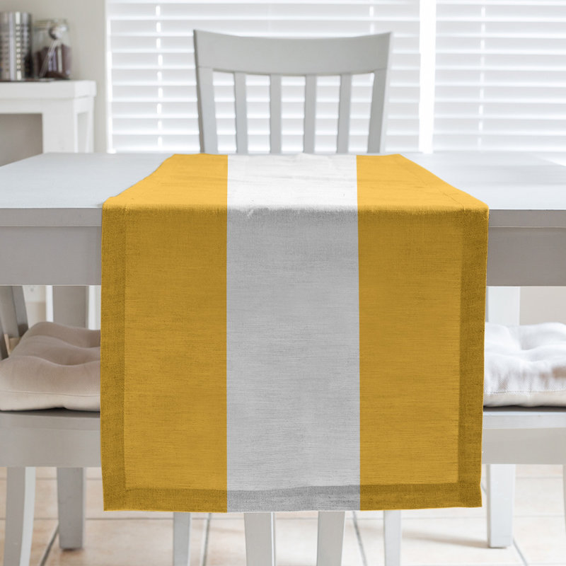 Los Angeles LA Basketball Table Runner, 90" L x 16" W, Gold/White/Gold, Poly Twill