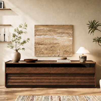 71'' Tv Stand For Tvs Up To 80", Entertainment Center With Wireless Bluetooth Control Led Lights, 4 Drawers, Glass Door & Magazine Rack, Modern Media Console For Living Room