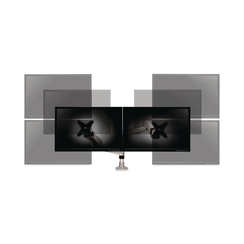 Silver Adjustable Dual Monitor Desk Mount Kit
