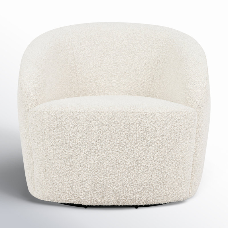 Chaise longue pivotante rembourrée Alma Boucle, Boucle blanche Crema