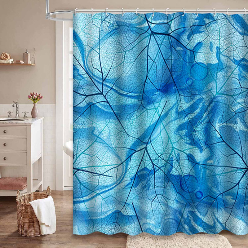 Rideau de douche abstrait à motif abstrait vert avec 12 crochets, L 72 po x l 84 po