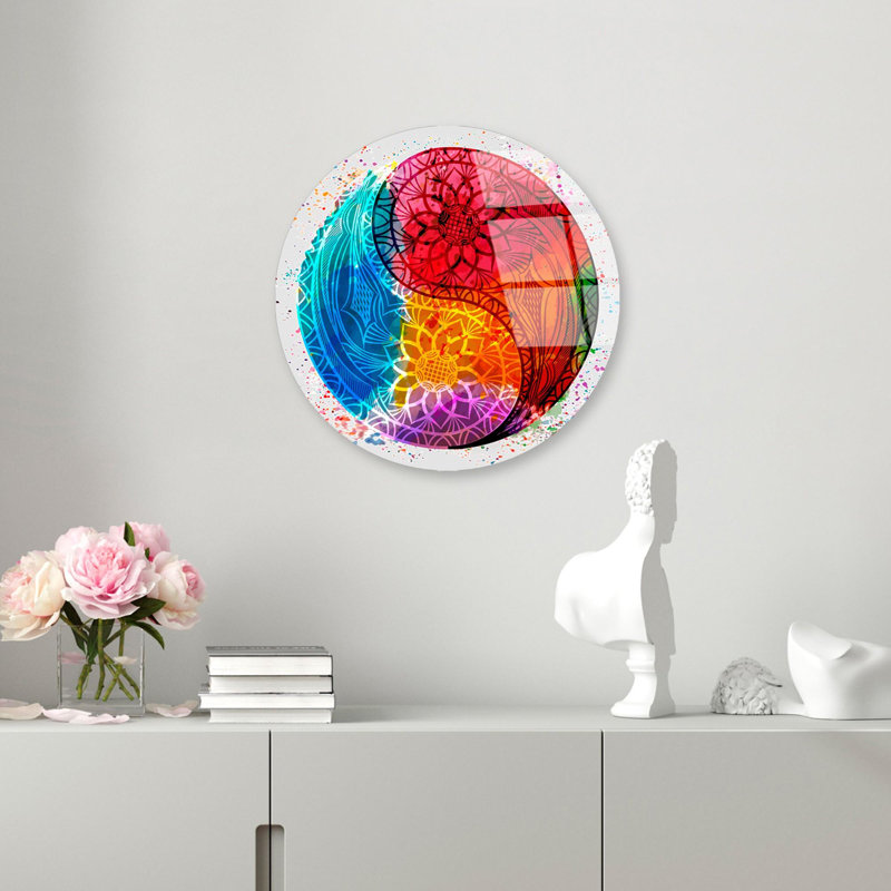 Decorative Tempered Glass Painting, Shatter-Resistant, 11.8 in Diameter | 100% Tempered Glass, 0.16 in Thick | High-Resolution UV Print on Back Surface, Easy to Clean, Vibrant Colors, Includes Attached Hanger