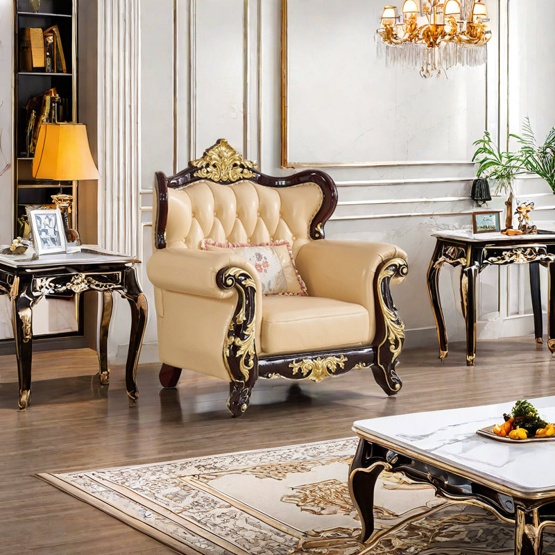Chaise simple en cuir de style européen