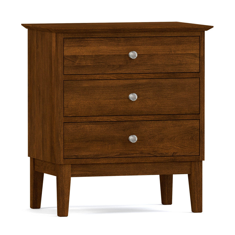 Origins 3 - Drawer Solid Wood Nightstand, Nickel