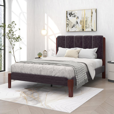 Twin Solid Wood Upholstered Low Profile Platform Bed -  Latitude Run®, E07EA35FB5AB48358F53A1A53D0C45B4