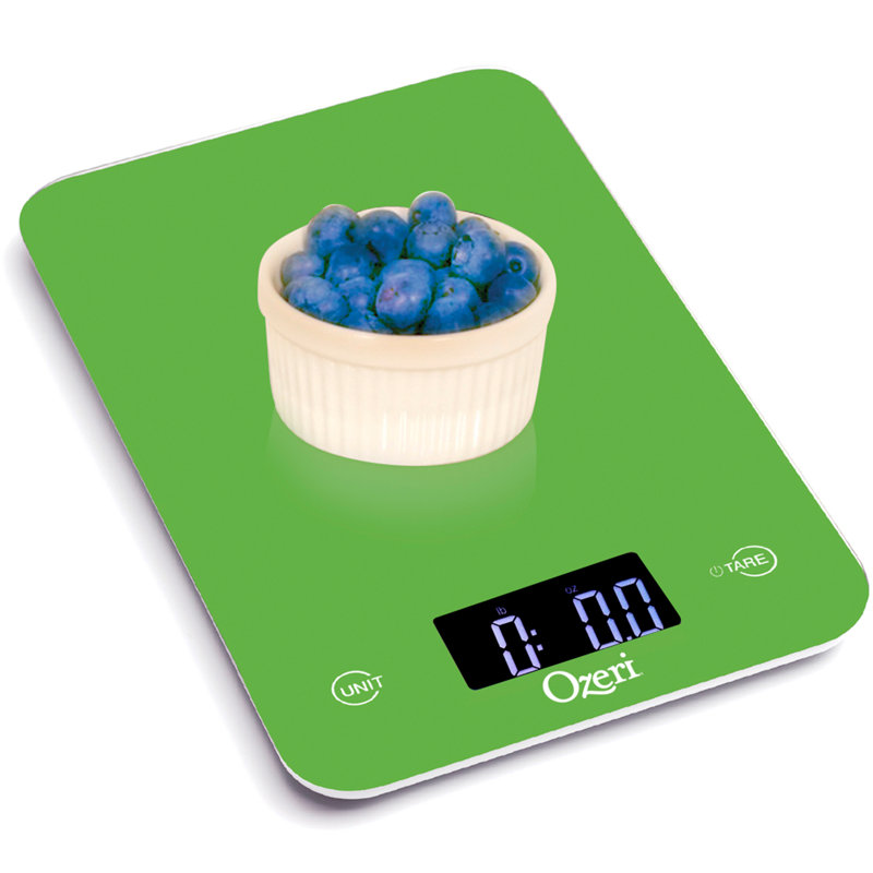 Ozeri Touch Professional Digital Kitchen Scale (12 lbs Edition) in Tempered Glass, Lime Green