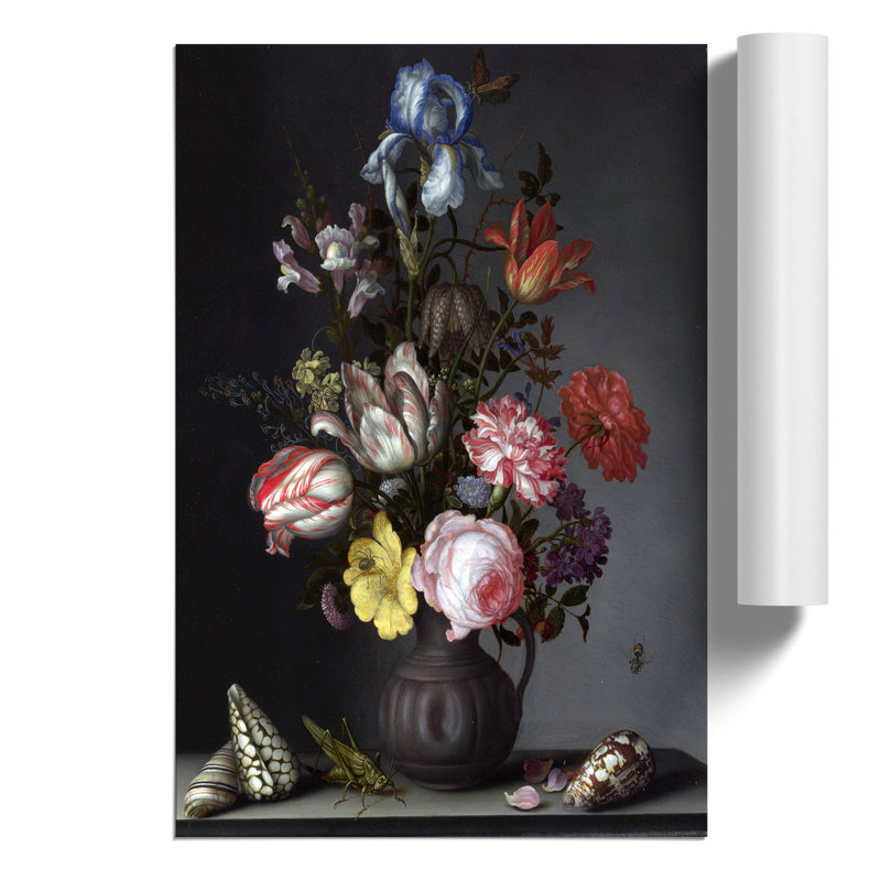 Still Life with Flowers and Shells by Balthasar van der Ast - Frameless Print, 42cm H x 30cm W x 0.1cm D