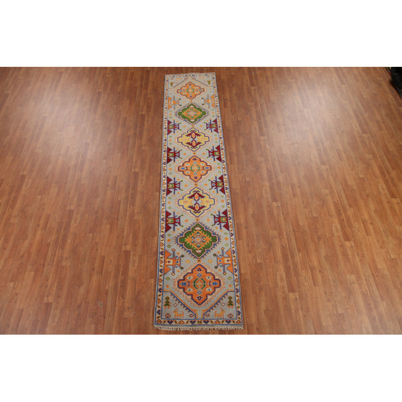 Tapis de couloir géométrique en laine traditionnel 3 x 12