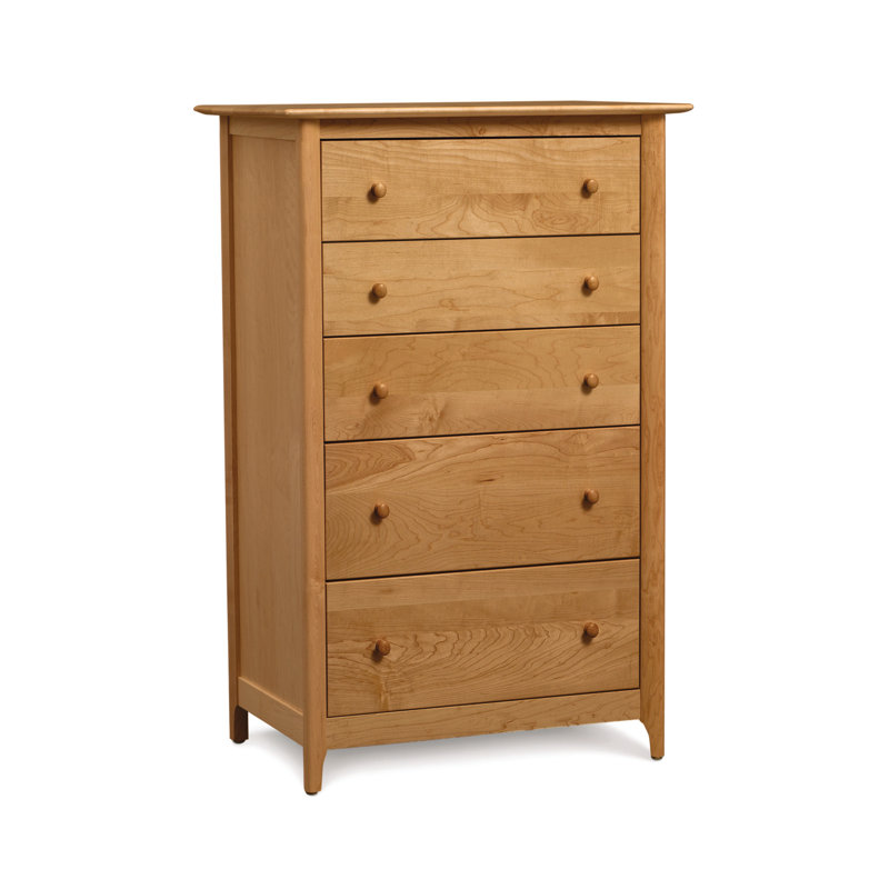 Sarah 5 - Drawer Solid Wood Dresser, Natural Cherry