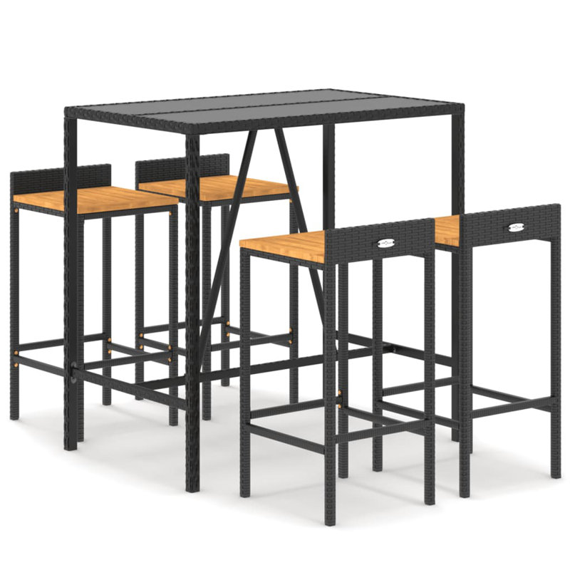 Zarella 40cm Solid Wood Bar Set, Black