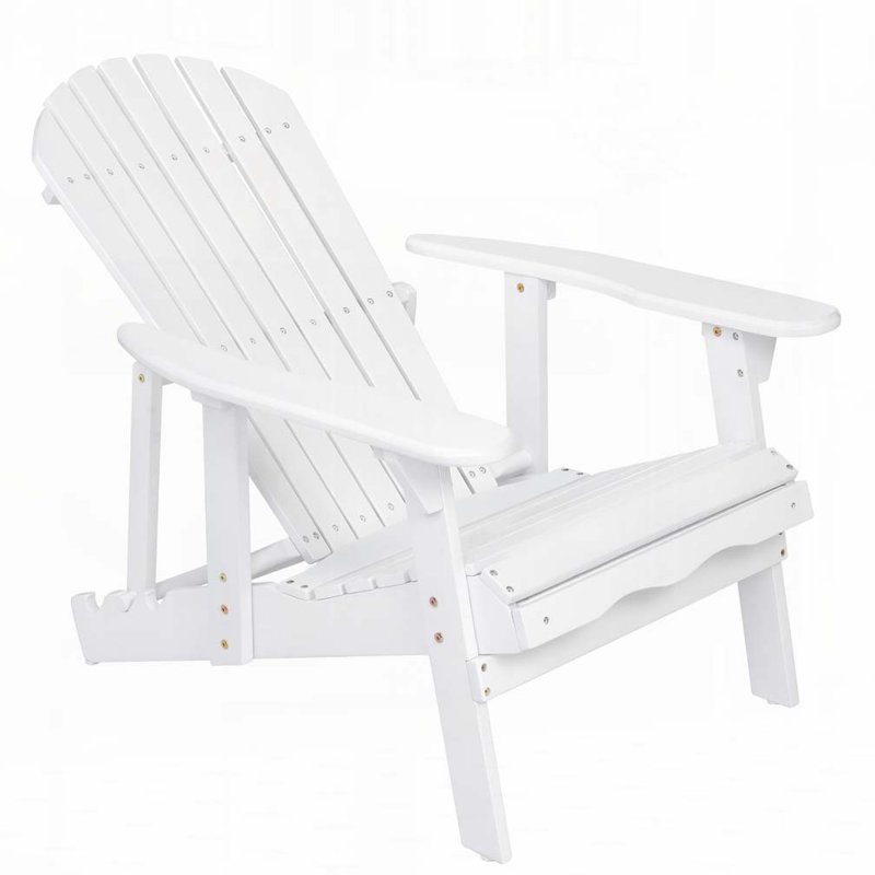 Acacia Wood Outdoor Adirondack Chair, White