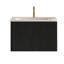 Meuble-lavabo de salle de bain 24 po - Chêne noir rayé, lavabo en céramique blanche, texture pratique en chêne, élégance-325423737