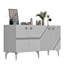 Console moderne, blanc et argent, panneau de particules recouvert de mélamine à 100%, épaisseur: 0,7 pouce | Design élégant pour le vestibule ou le salon, durable et élégant-182129413