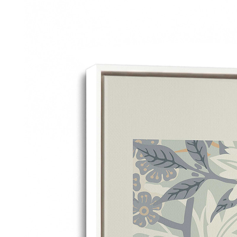 «Beige Jasmine» par William Morris, reproduction sur toile , H 30,75 po x l 20,75 po x P 1,75 po, Cadre flottant blanc opaque
