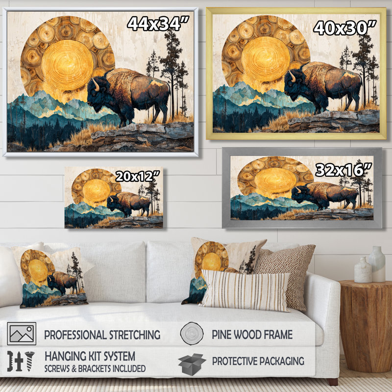 Genelda - Animals Large Wall Art, H 28 po x l 60 po, Cadre flottant, Blanc