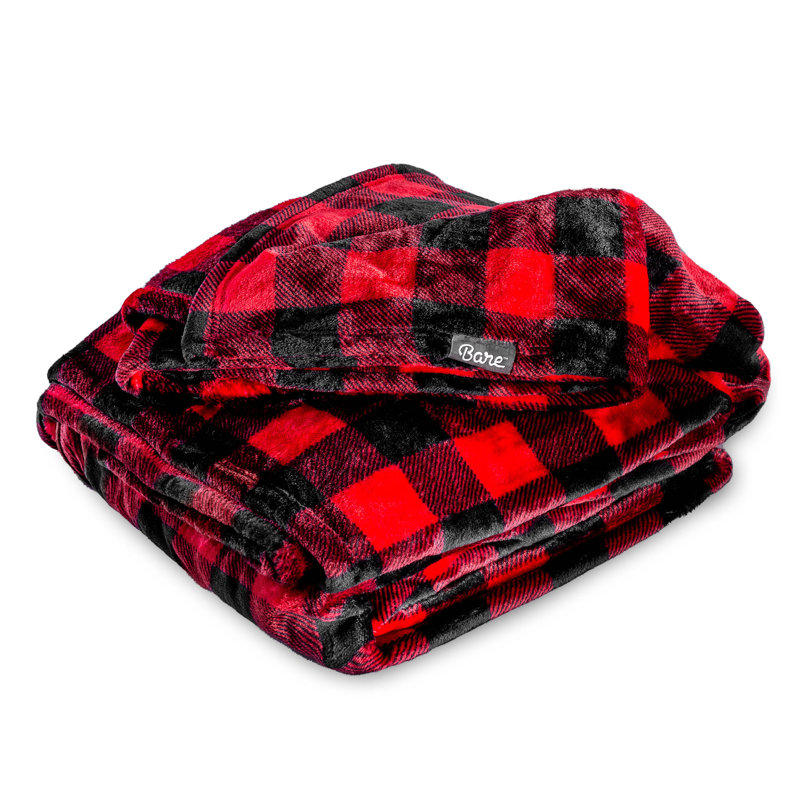 Printed Microplush Blanket, Red/Black, Throw