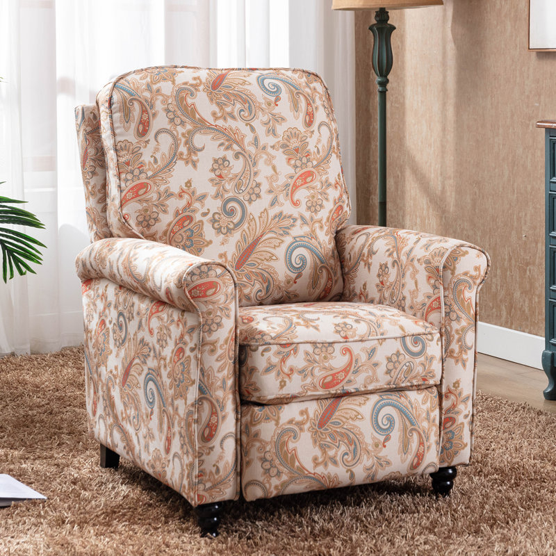 Fauteuil inclinable manuel 33,55 po Jasahd, Mélange de lin floral
