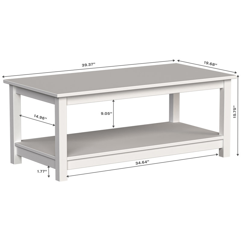 Albrecht Solid Pine Wood Shaker Coffee Table - Timeless simplicity and elegance by Red Barrel Studio., White