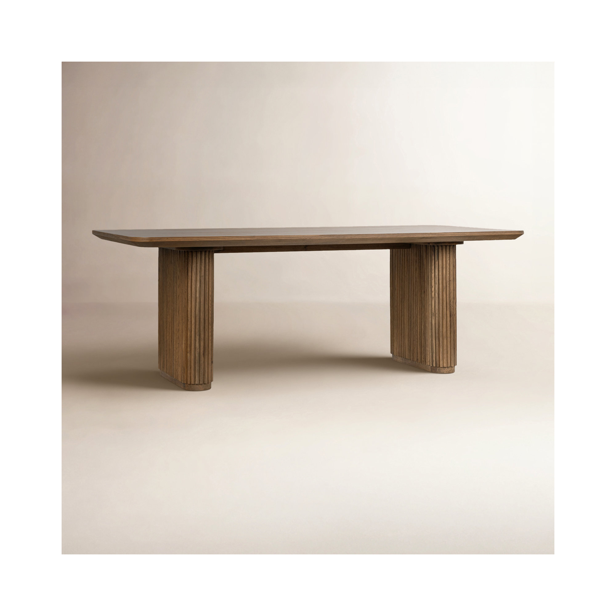 Vander 84" Oak Wood Dining Table, Tawny Brown