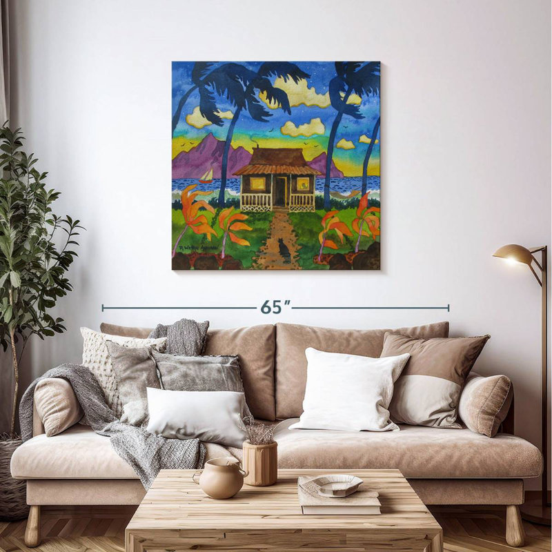 Gillard Tropical Hut With Cat, 39" H x 39" W