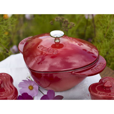 Staub Cast Iron 1.75-qt Heart Cocotte - Cherry