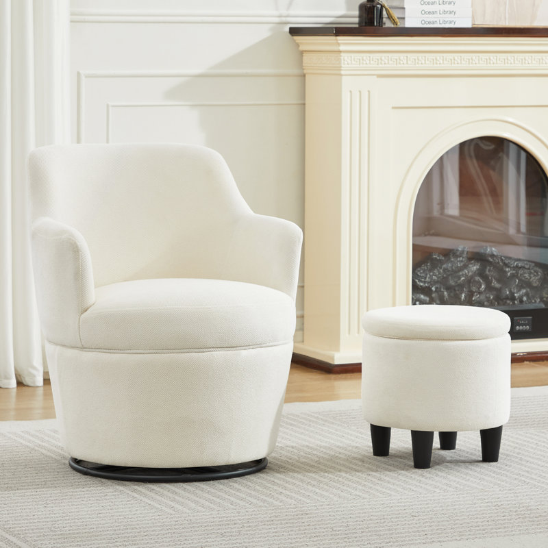 Fauteuil demi-tonneau pivotant avec rangement 360 °, Beige
