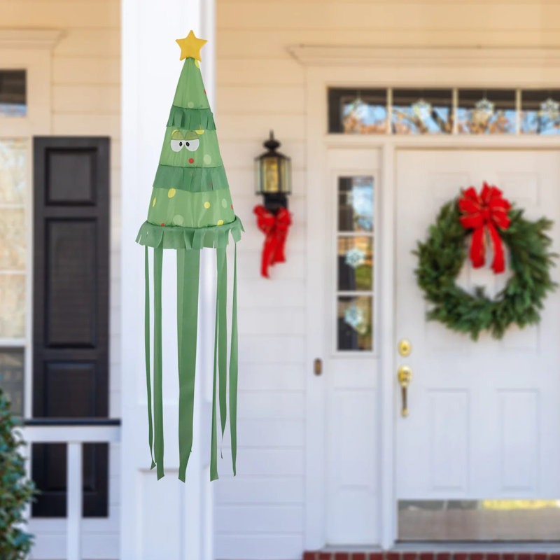 Manche à vent de sapin de Noël | Décoration extérieure des Fêtes suspendue