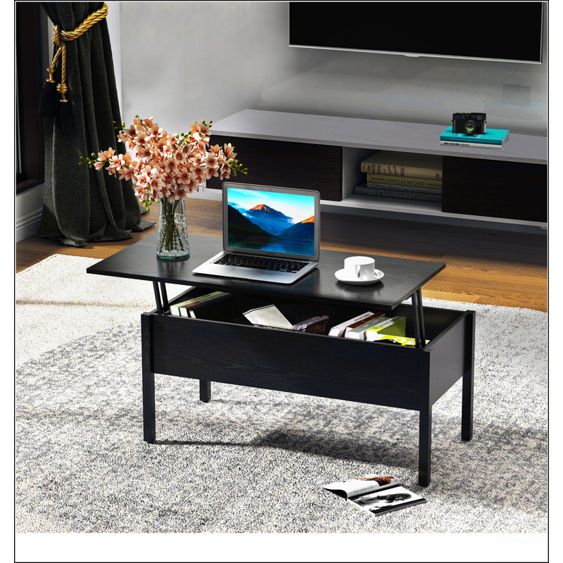 Table basse à plateau relevable moderne 39 "avec compartiment de rangement caché pour le salon