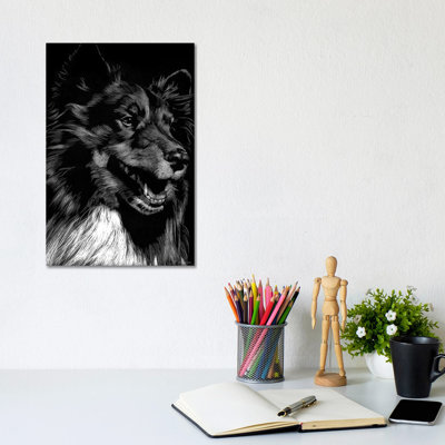 Canine Scratchboard X by Julie T. Chapman - Wrapped Canvas Print