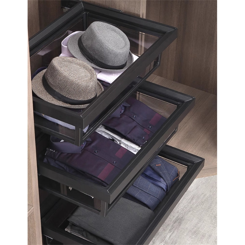 Tiroirs en verre intégrés et système coulissant, H 6,69 po x l 33,85 po x P 18,7 po